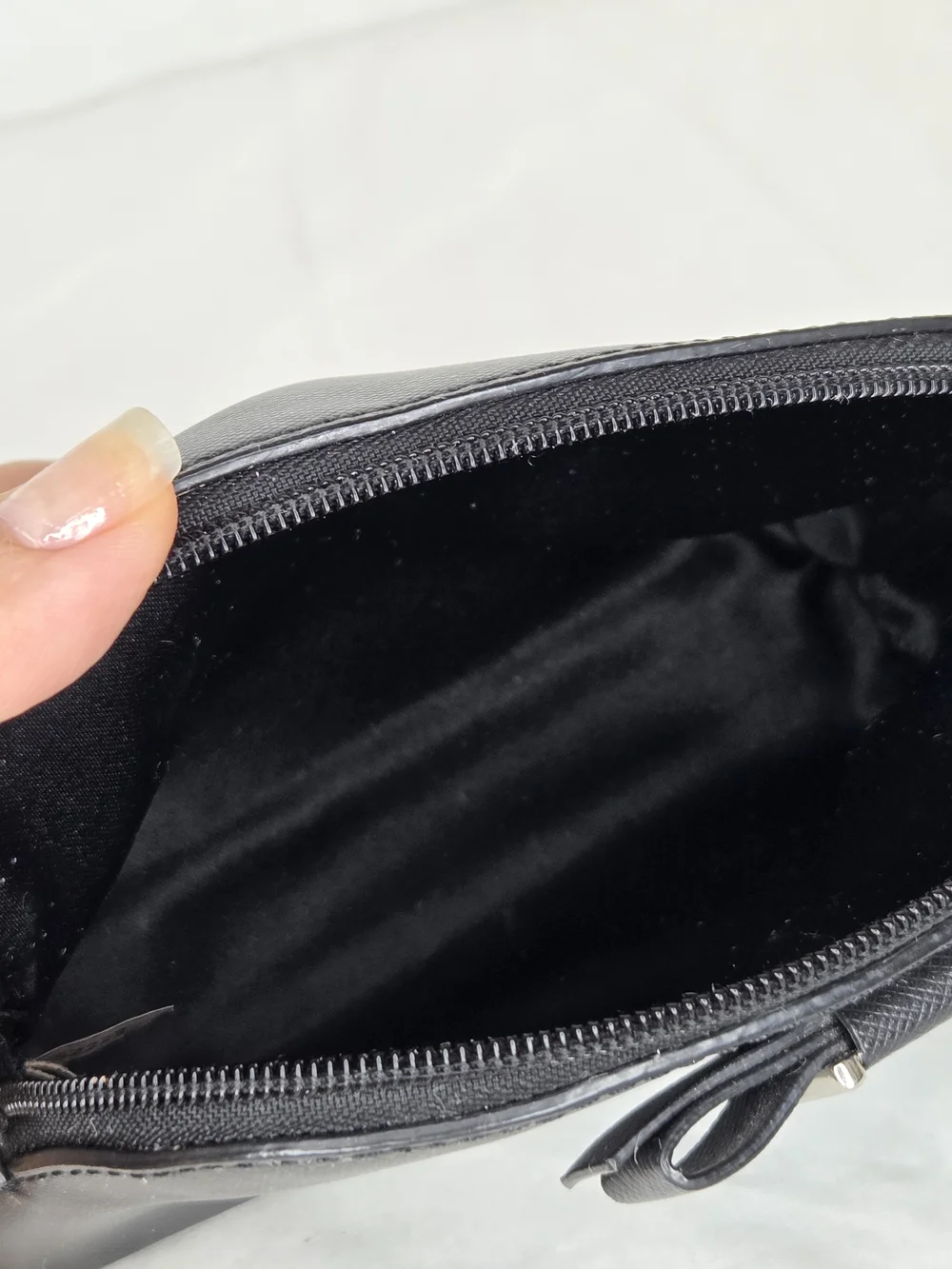 Coach Cosmetic Bag Bow Accent Clutch Black Leather